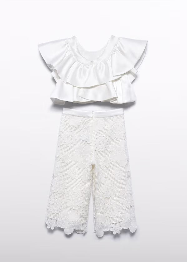 ABEL&LULA Conjunto pantalón culotte guipur niña Ref. 5212-010