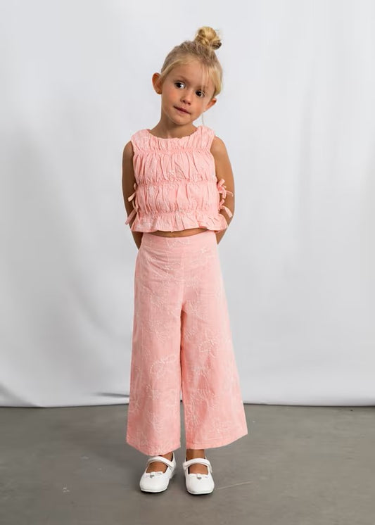 Conjunto pantalón largo y top fruncido para niña Ref. 3592-077