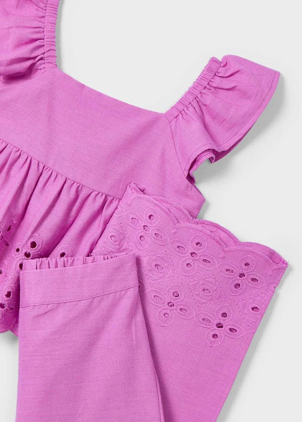 Conjunto pantalón y top perforados niña Ref. 3561-049
