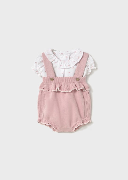 Conjunto peto tricot y blusa recién nacida Ref. 1661-040