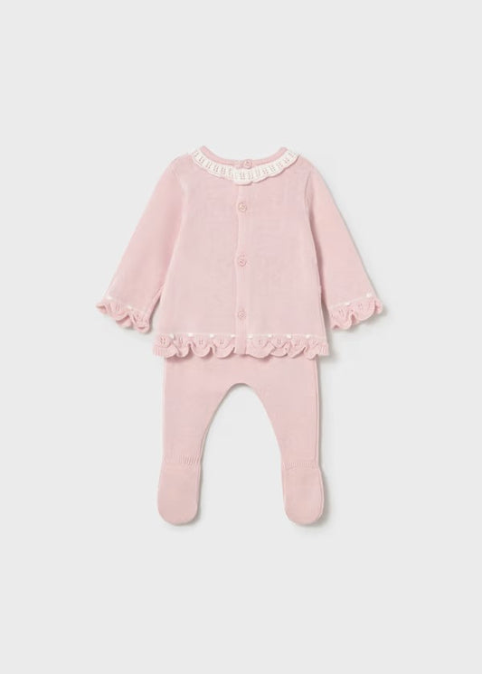 Conjunto polaina y jersey tricot recién nacida Ref. 1594-010