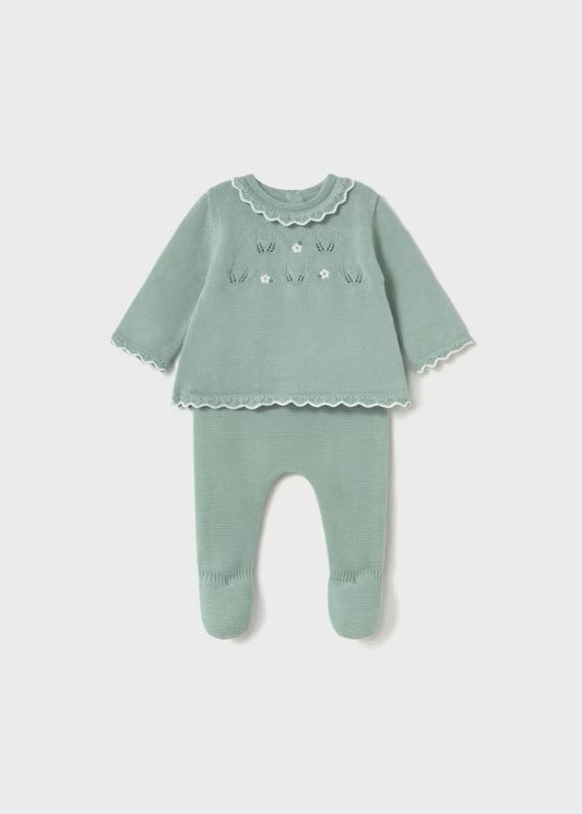 Conjunto polaina y jersey tricot recién nacida Ref. 1587-096