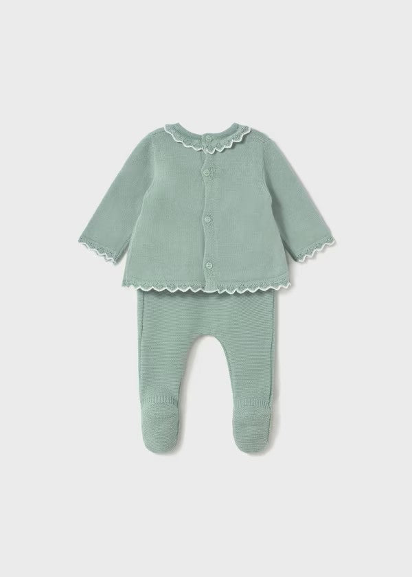 Conjunto polaina y jersey tricot recién nacida Ref. 1587-096