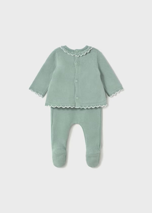 Conjunto polaina y jersey tricot recién nacida Ref. 1587-096