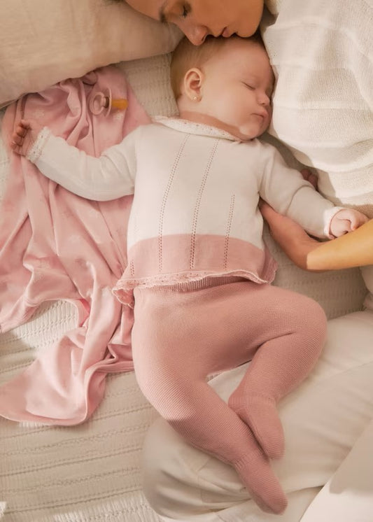 Conjunto polaina y jersey tricot recién nacida Ref. 1587-094