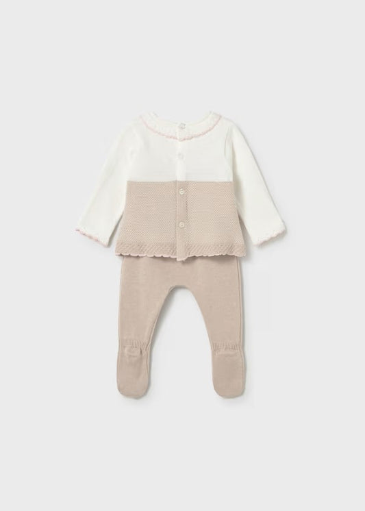 Conjunto polaina y jersey tricot recién nacida Ref. 1594-012