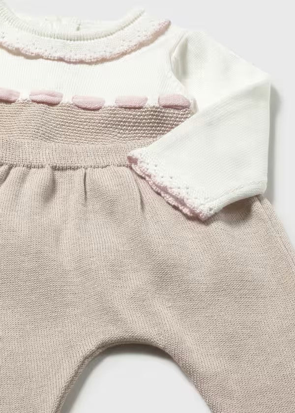 Conjunto polaina y jersey tricot recién nacida Ref. 1594-012