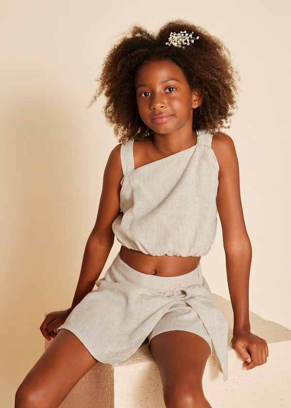 Falda pantalón con lino chica Ref. 6972-015