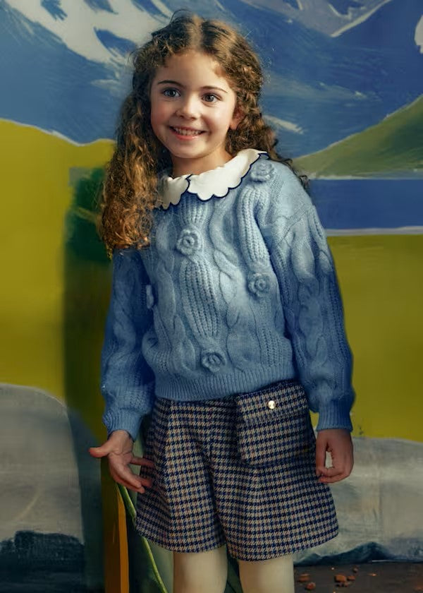 CONJUNTO Falda pantalón cuadros niña Ref. 4908-066 / Camiseta básica flor niña Ref. 178-052