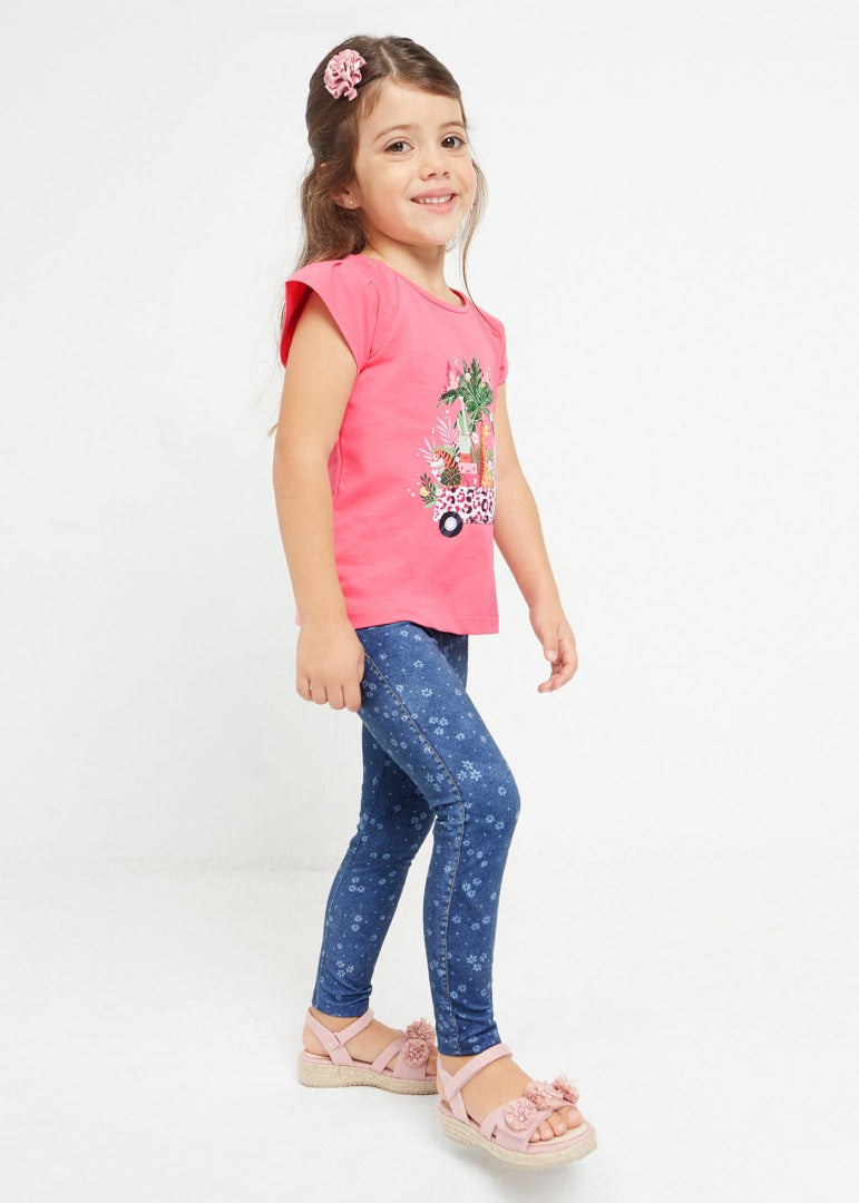 Legging largo efecto de mezclilla de algodón sostenible para niña Art. 23-03777-067