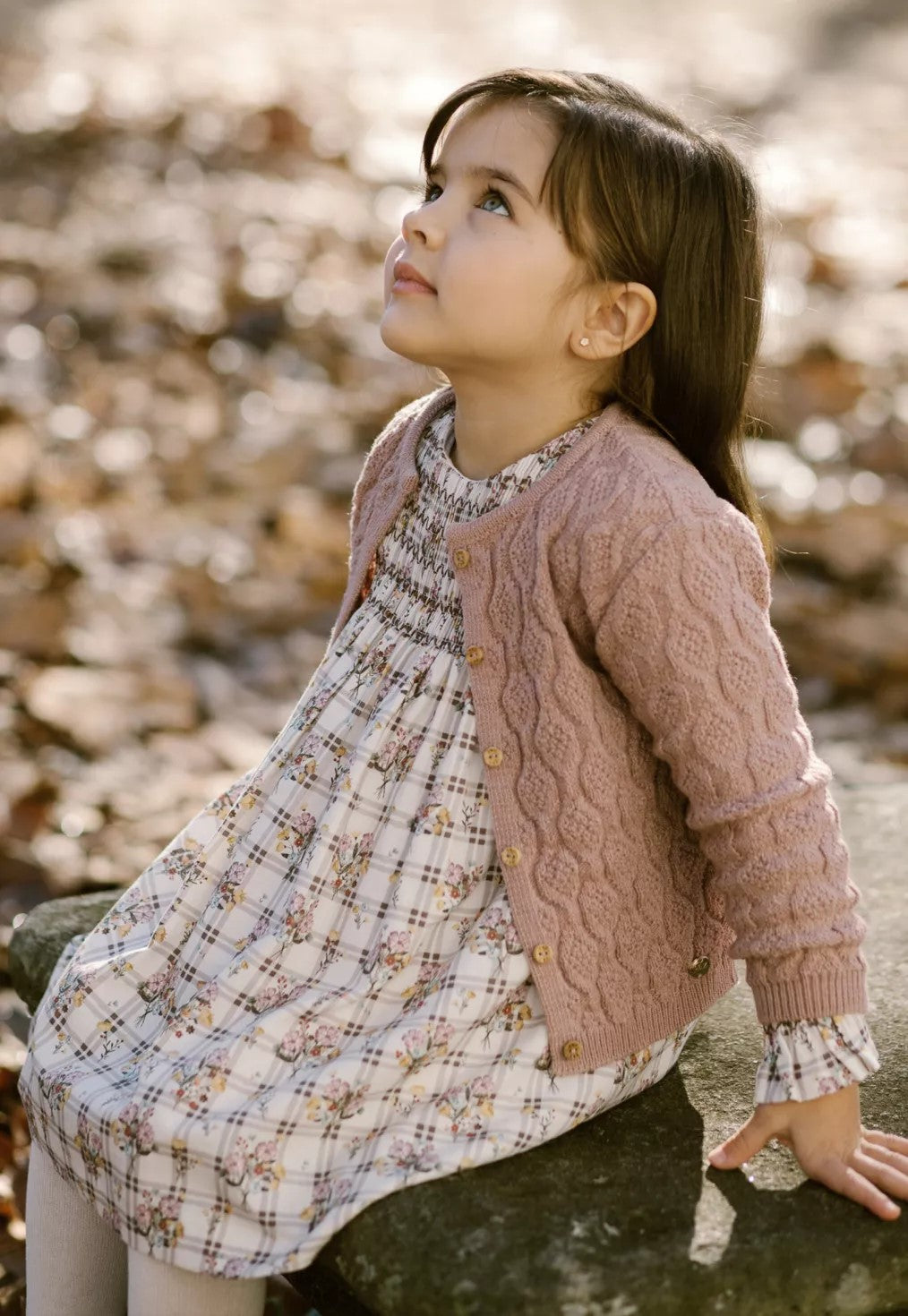 Paz Rodriguez Vestido Infantil Gomas Cuadros Y Flores "Galatea"  niña Ref. 151204