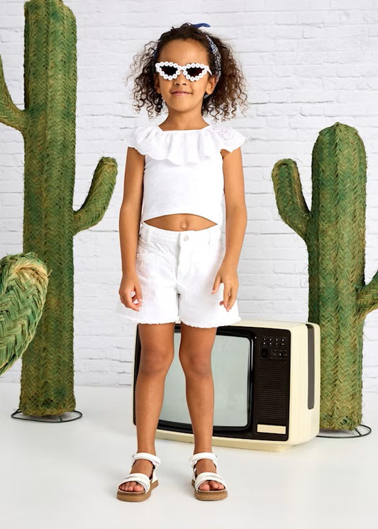 Pantalón corto bajo desflecado niña Ref. 3205-043