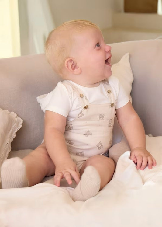 Peto corto estampado con camiseta recién nacido Ref. 1621-032 lino