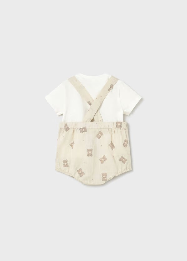 Peto corto estampado con camiseta recién nacido Ref. 1621-032 lino