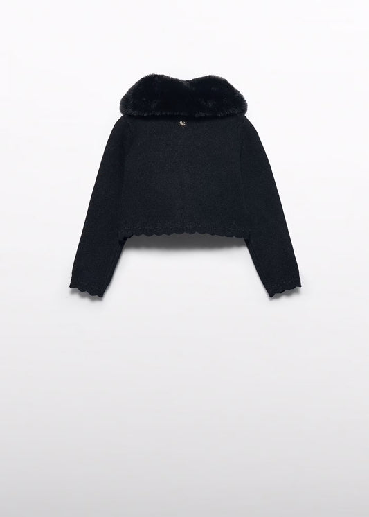 Abel&Lula Rebeca tricot cuello pelo NEGRO niña Ref. 5828-089