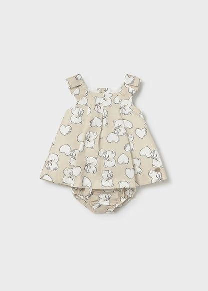 Vestido estampado con cubrepañal recién nacida Ref. 1809-015