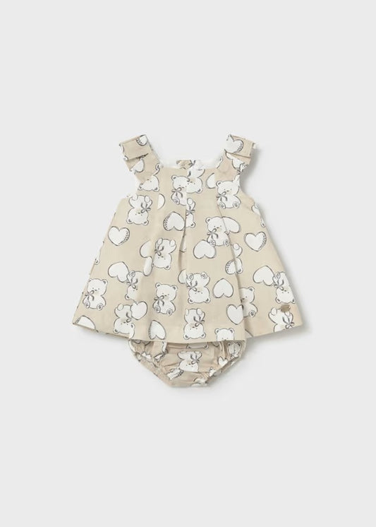 Vestido estampado con cubrepañal recién nacida Ref. 1809-015