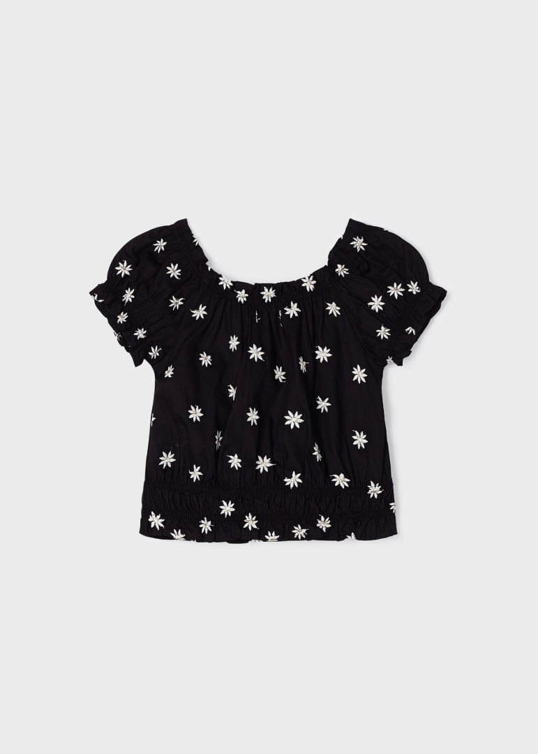 Blusón manga corta con motivos bordados para niña Art. 3139-072