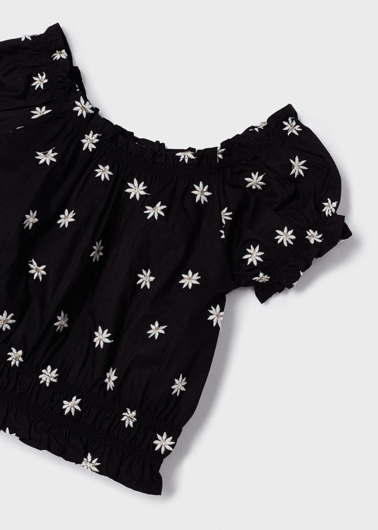 Blusón manga corta con motivos bordados para niña Art. 3139-072