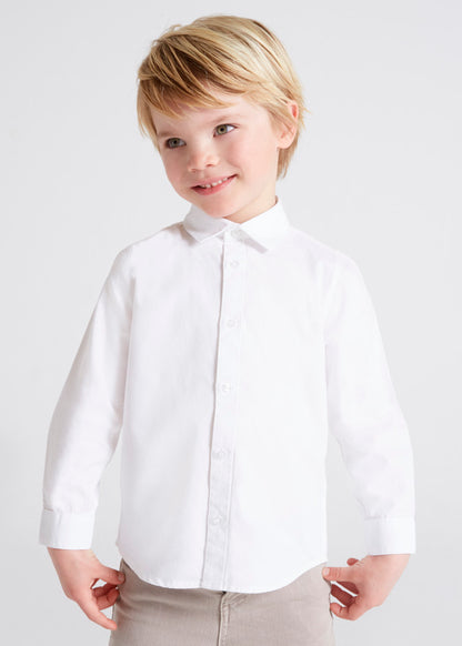 Camisa Niño Playera George Blanca Manga Larga Lisa Niño Talla