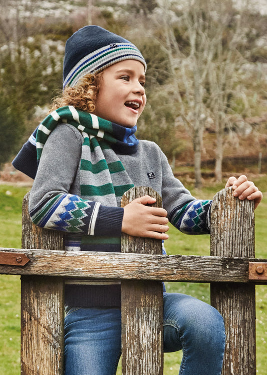 Suéter con jacquard posicionado para niño