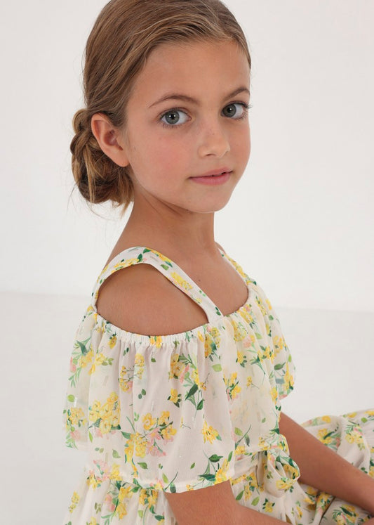 Vestido con estampado floral de gasa para chica Art. 6913-019